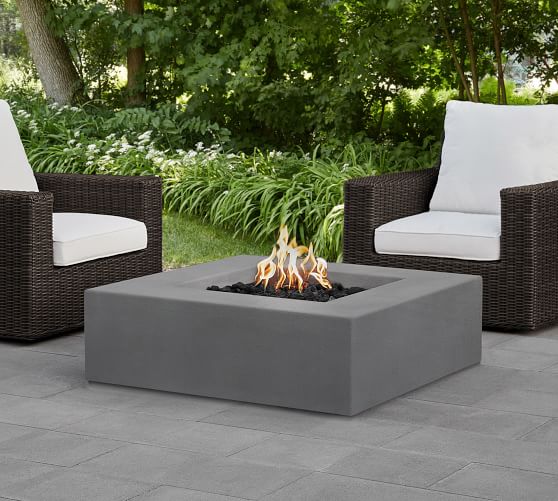 Arbor Concrete Low Square Fire Pit Table | Pottery Barn