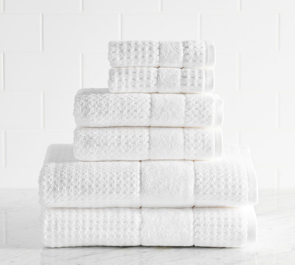 Waffle Tyne Towel Bundle - Set of 6, White