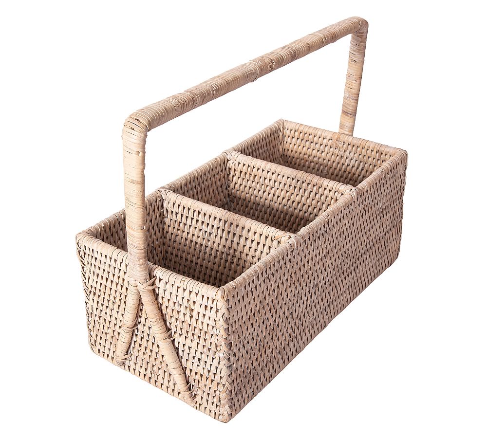 Tava Handwoven Rattan Rectangular Flatware Caddy