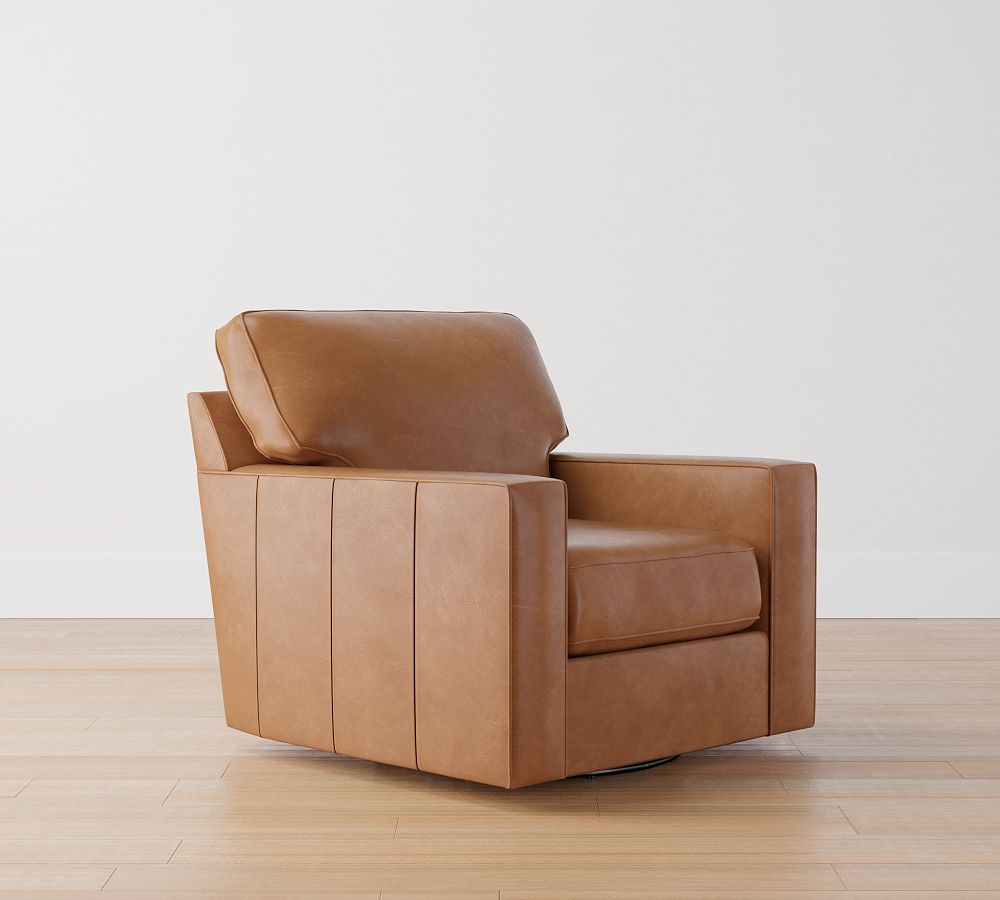 Buchanan Square Arm Leather Swivel Chair
