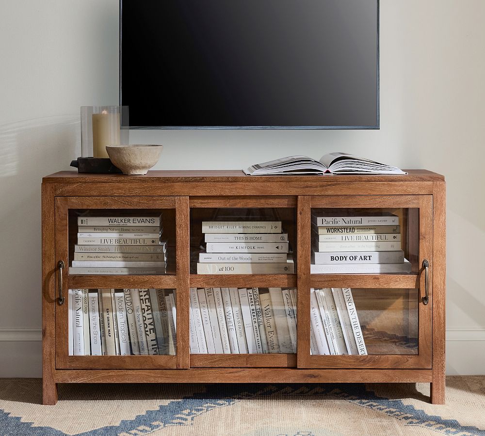 Menlo Glass Media Console (54") Pottery Barn
