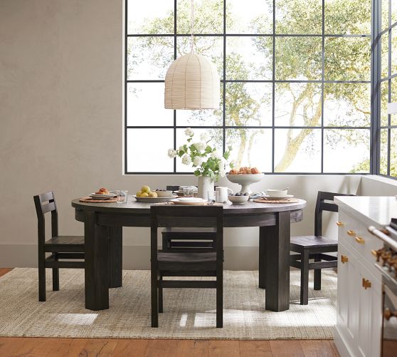 Folsom Round Storage Extending Dining Table (54"-72") | Pottery Barn