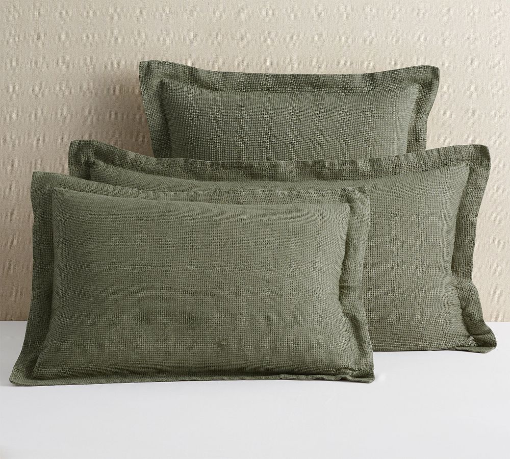 [!Brown Color + Shams] European Flax Linen Waffle Duvet Cover