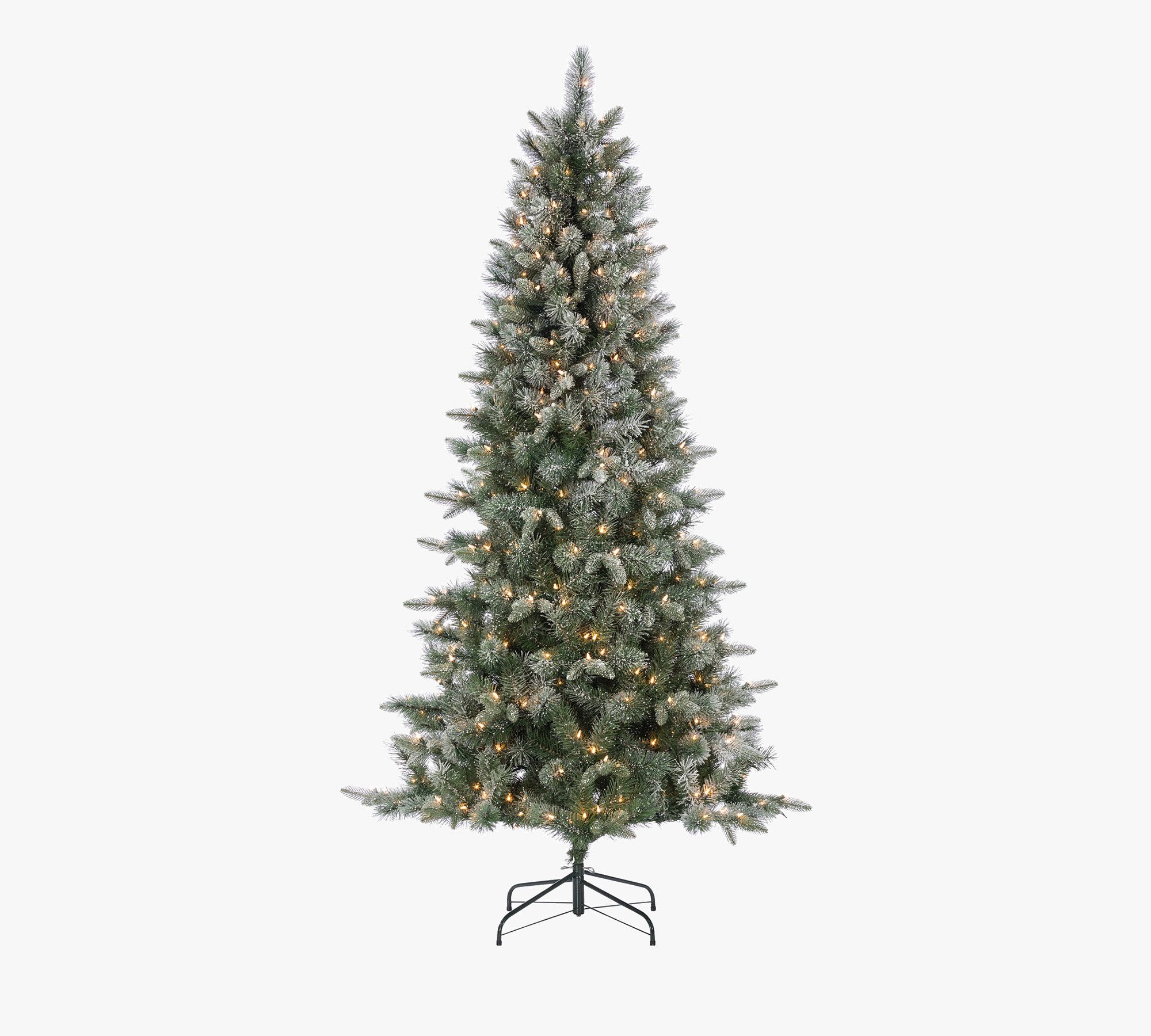 Lit Flocked Glitter Faux Christmas Tree - 7 Ft.