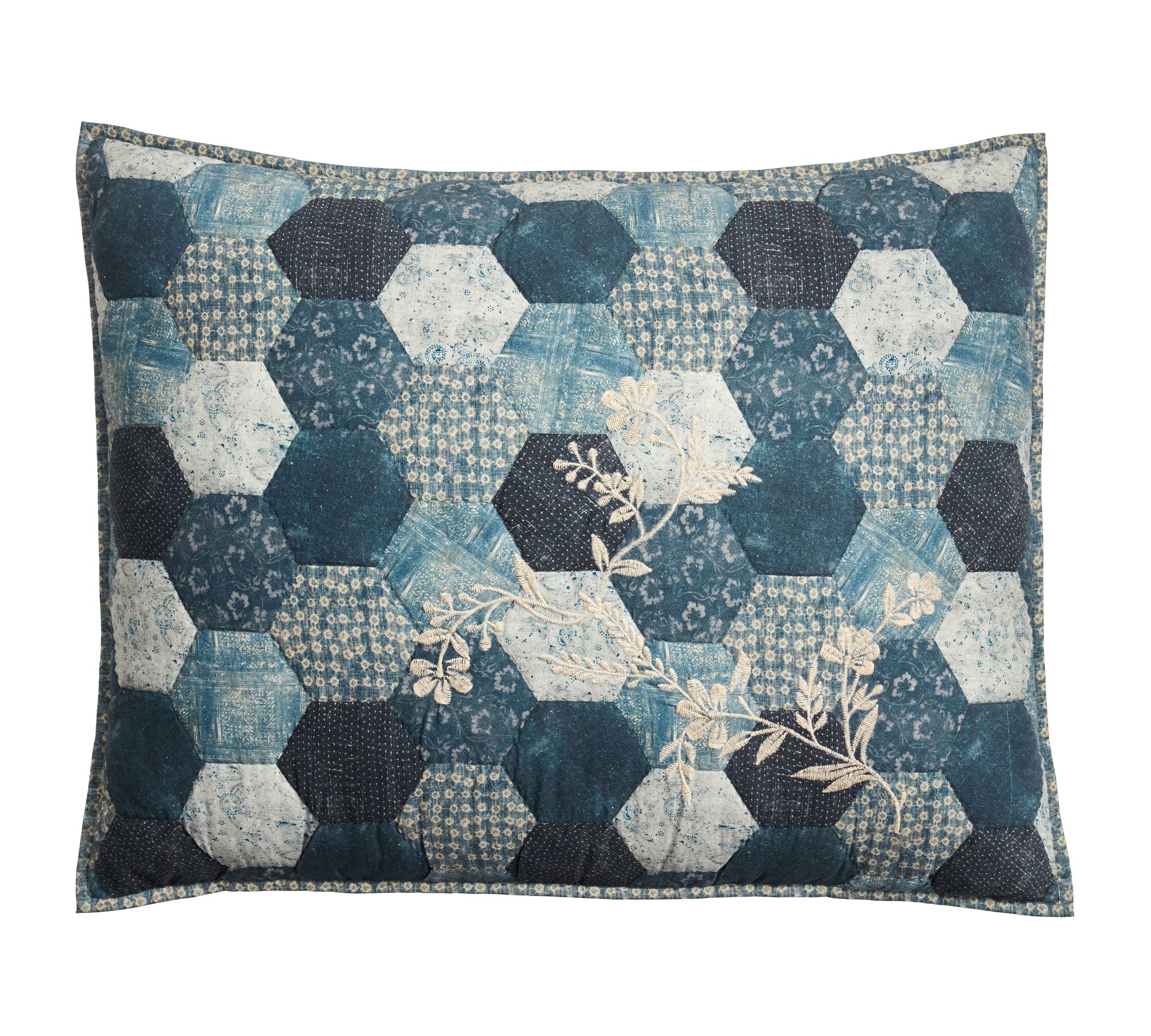 Open Box: Ezra Honeycomb Handcrafted Applique Quilted Sham