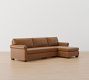 York Roll Arm Leather Chaise Sectional (91&quot;&ndash;121&quot;)