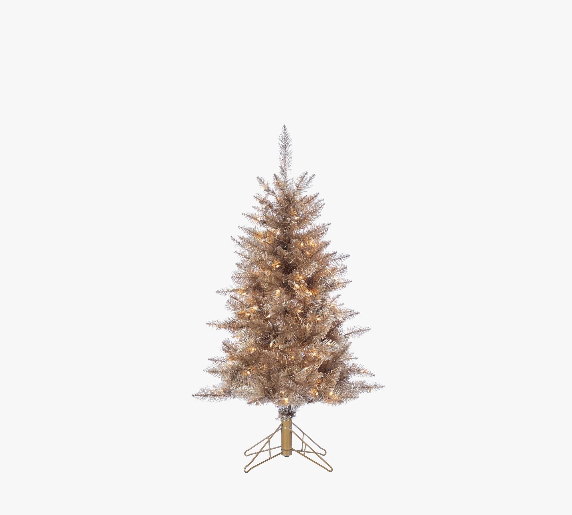 Lit Tuscany Tinsel Faux Christmas Trees