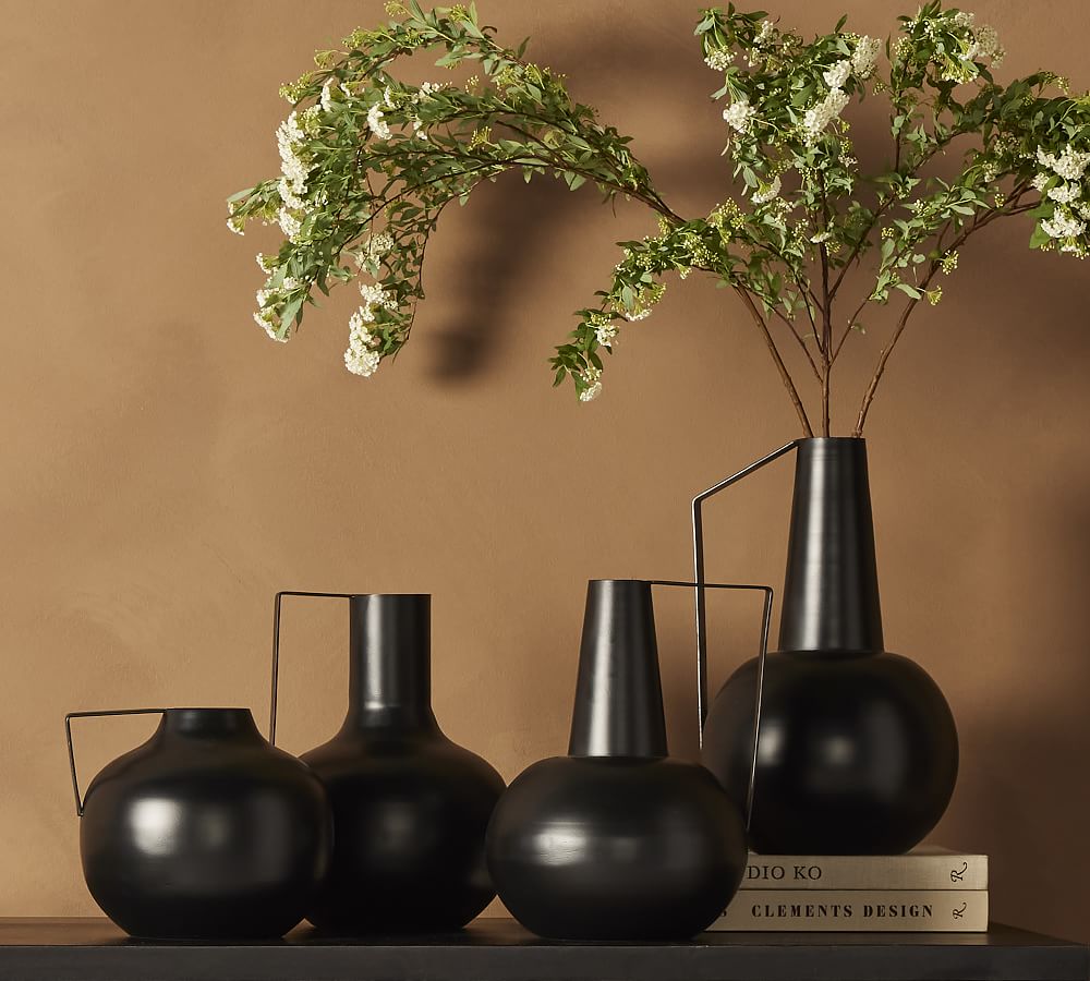 Black Iron Vases - Set of 4