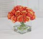 Faux Composed Roses in Square Vase