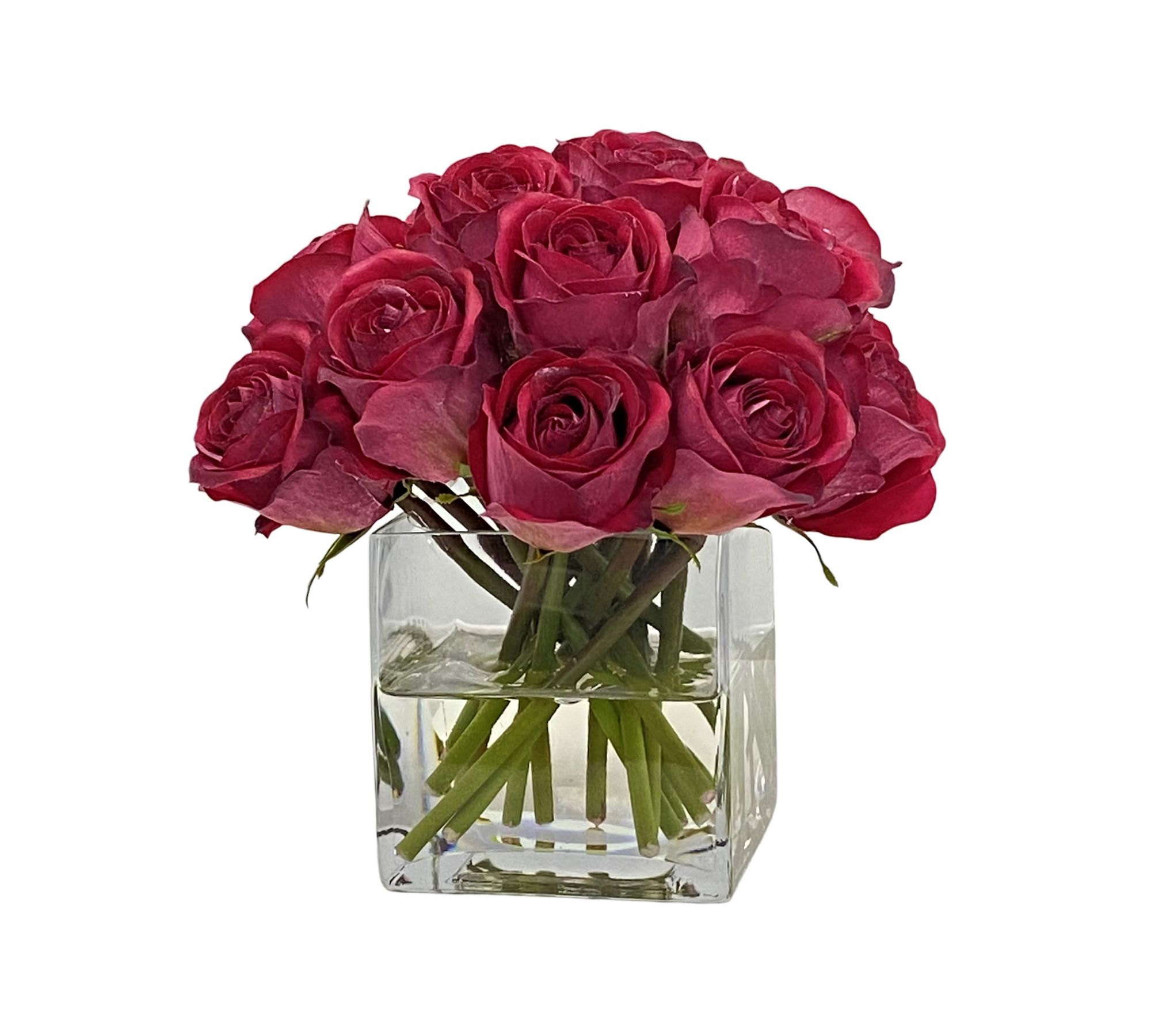 Faux Composed Roses Square Vase