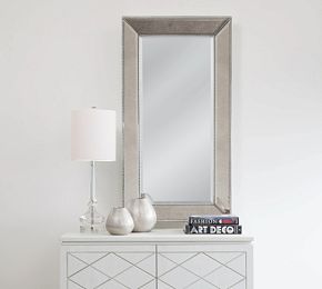 Beveled Glass Beaded Rectangular Wall Mirror - Small | Pottery Barn