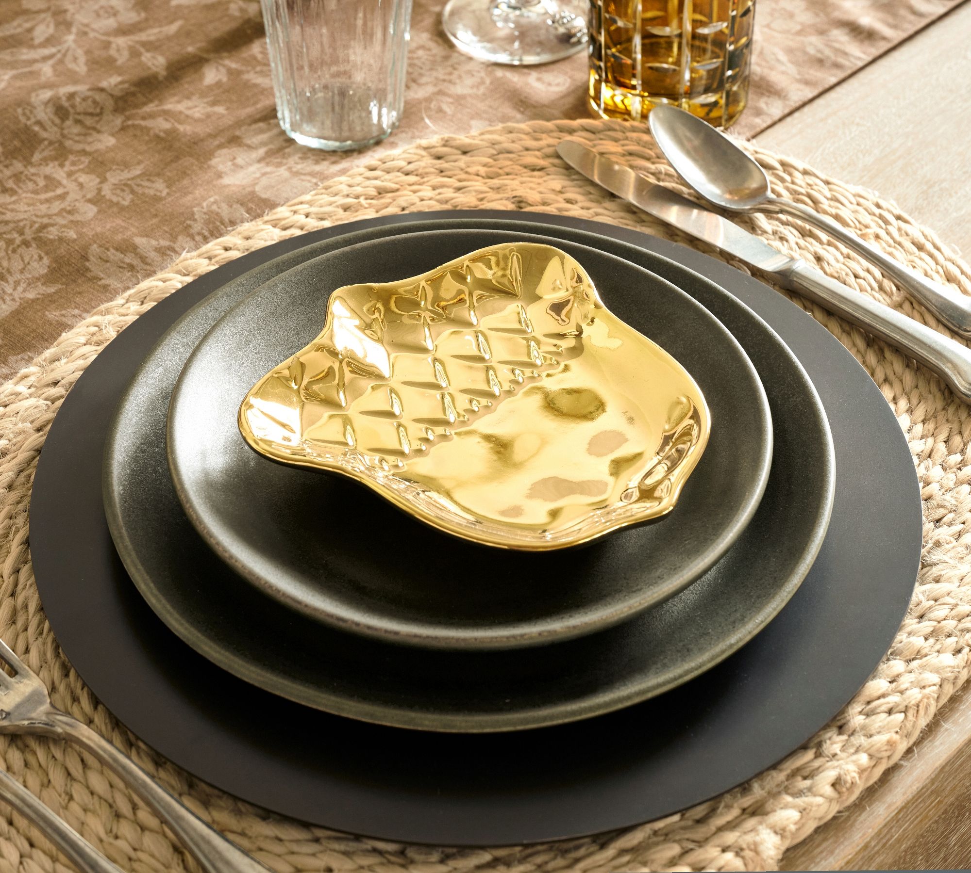 Gold Acorn Appetizer Plate