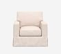PB Comfort Square Arm Slipcovered Swivel Chair
