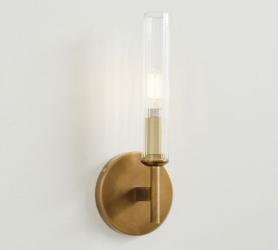 Cooper Ribbed Glass Tube Sconce (13