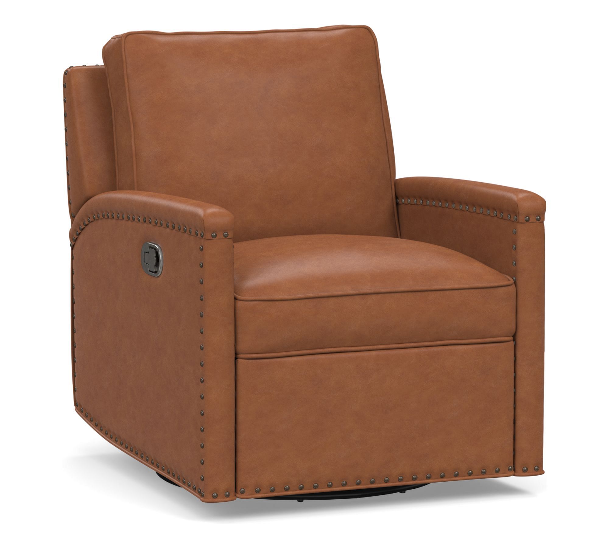 Tyler Square Arm Leather Swivel Recliner
