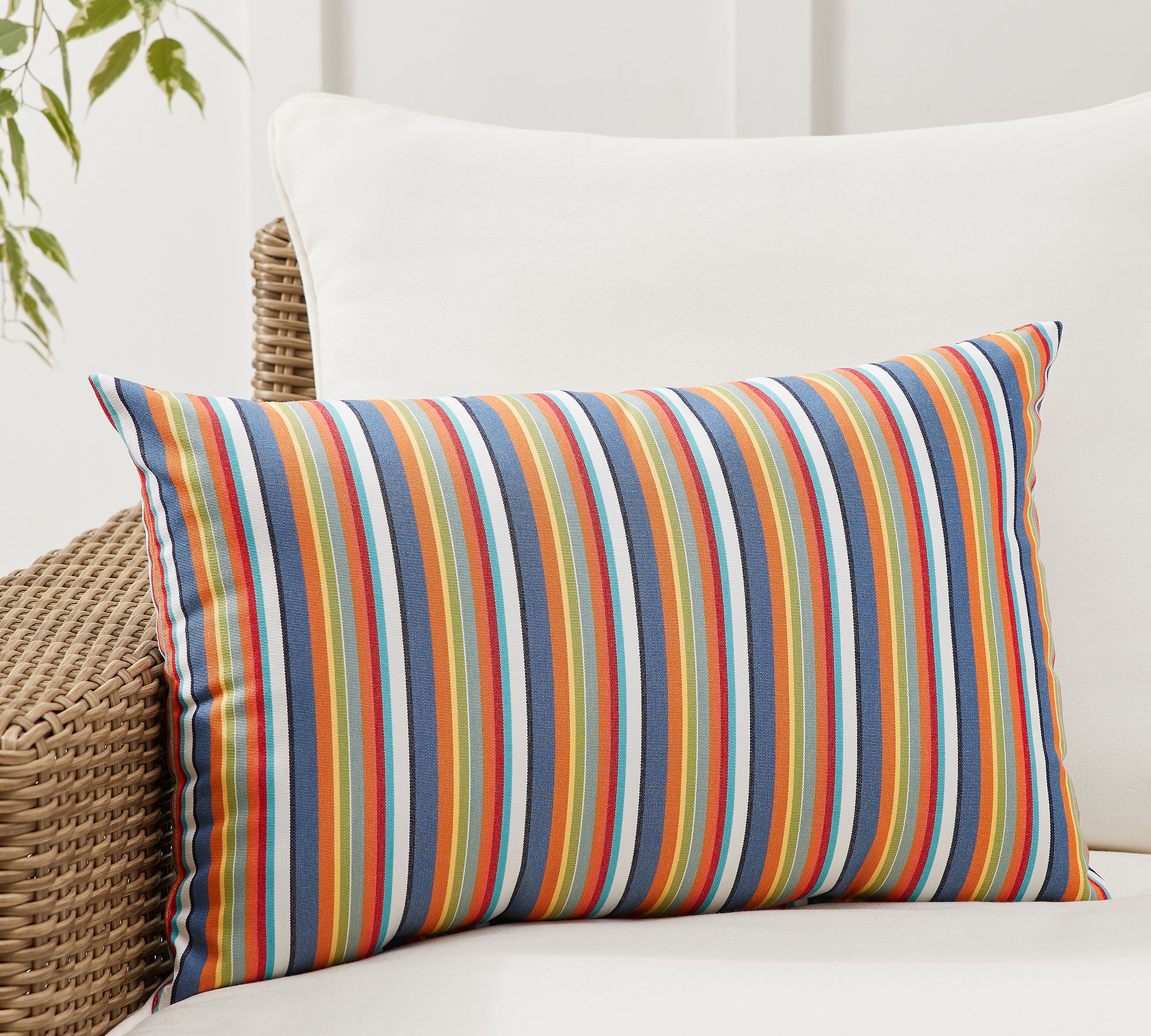 Sunbrella® Newport Striped Outdoor Lumbar Pillow