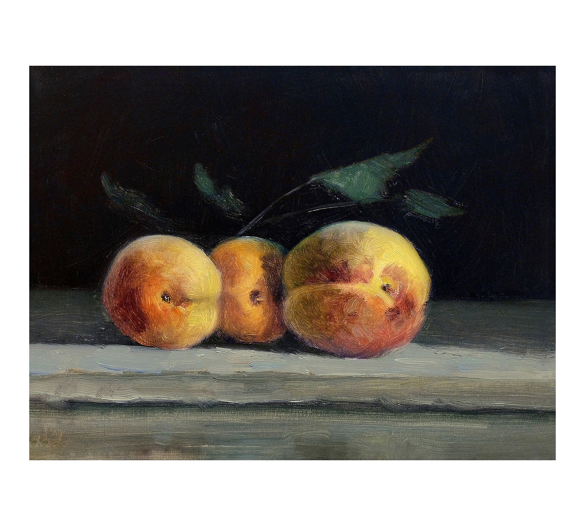 Peaches Still Life Framed Canvas