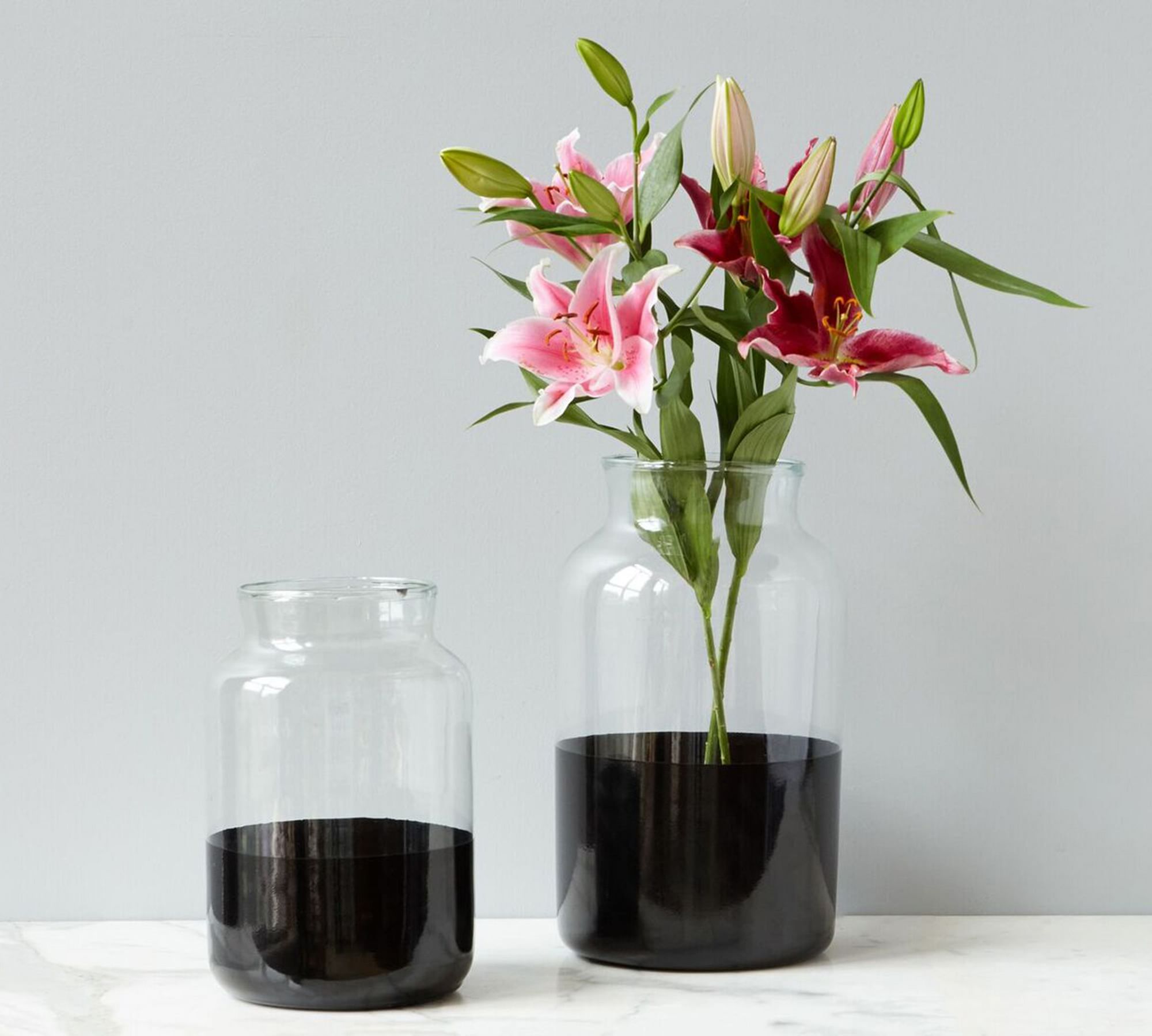 Black Color Block Glass Mason Jar Vase Collection