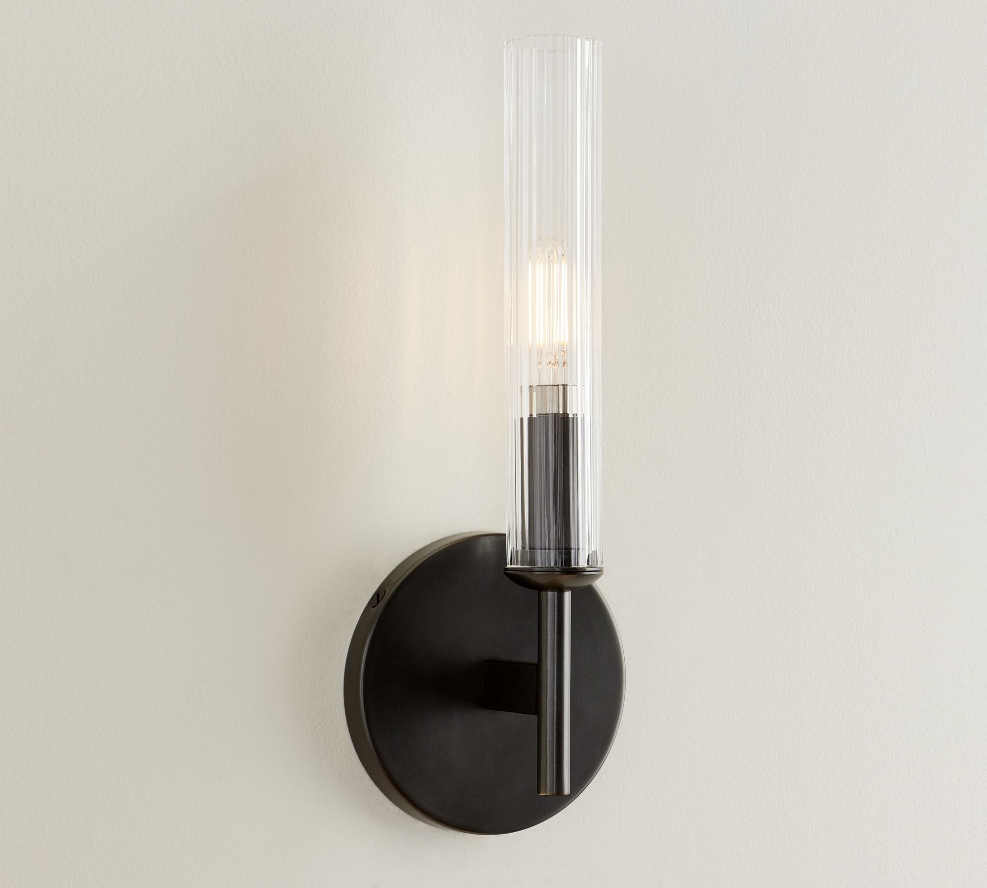 Cooper Ribbed Glass Tube Sconce (13")