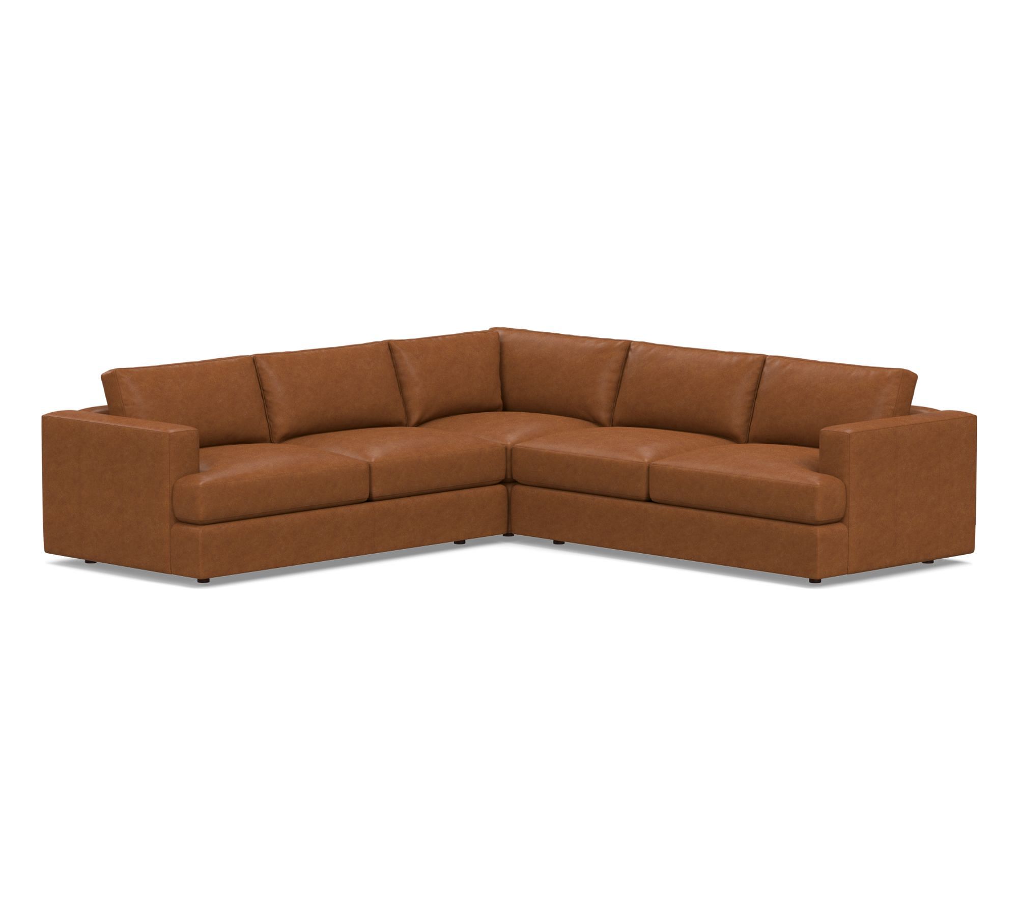 Carmel Recessed Arm Leather 3-Piece L-Shaped Sectional (113")