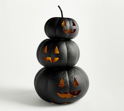 Light Up Stacked Hammered Jack O'lantern | Pottery Barn