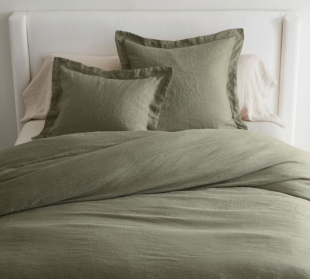 Belgian Flax Linen Duvet Cover: color LODEN