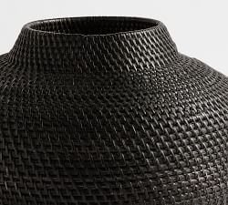 Woven Rattan Vase Collection, Black