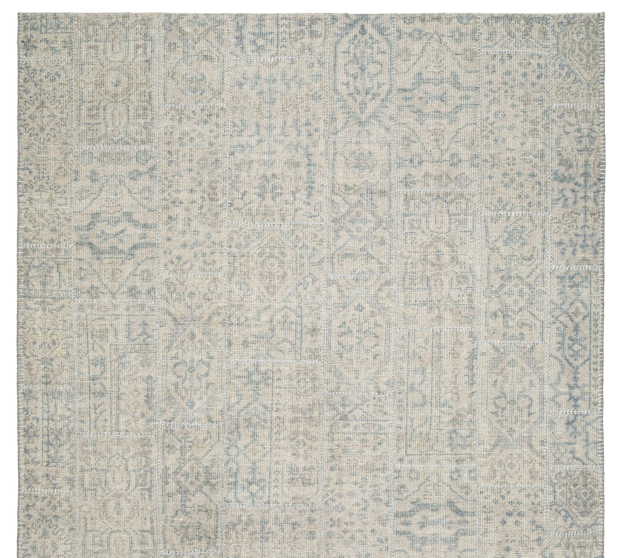 Blanc Hand-Knotted Faux Patchwork Rug