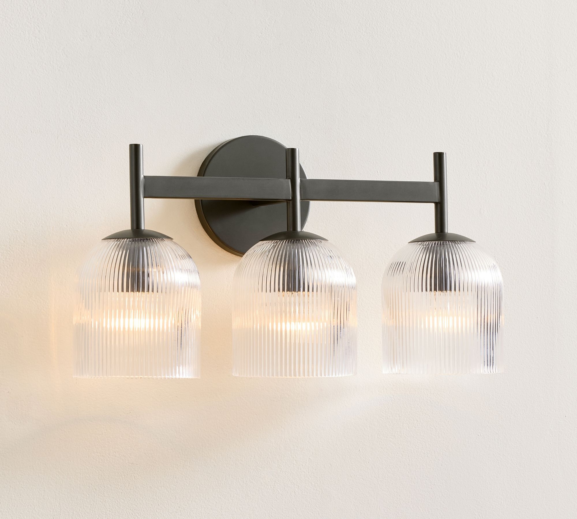 Cooper Ribbed Glass Triple Sconce