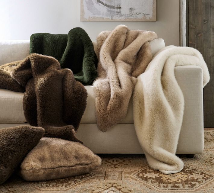 Faux Fur Mink Throw Pottery Barn