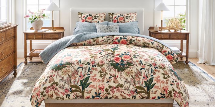 Retailer PB Pottery Barn Dorm Duvet Cover Twin Floral Multicolor 100% Cotton