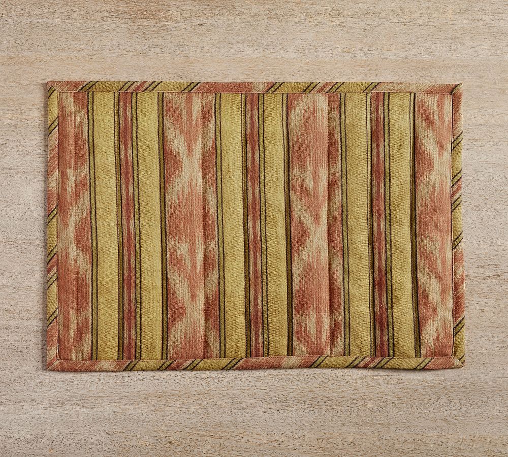 Parker Stripe Ikat Quilted Placemats - Set of 4