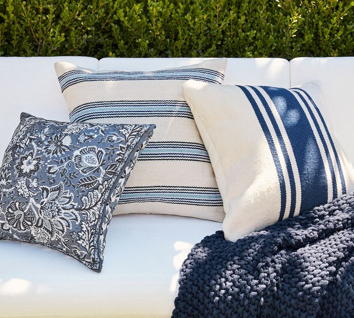 Modern Farmhouse Striped Outdoor Pillow