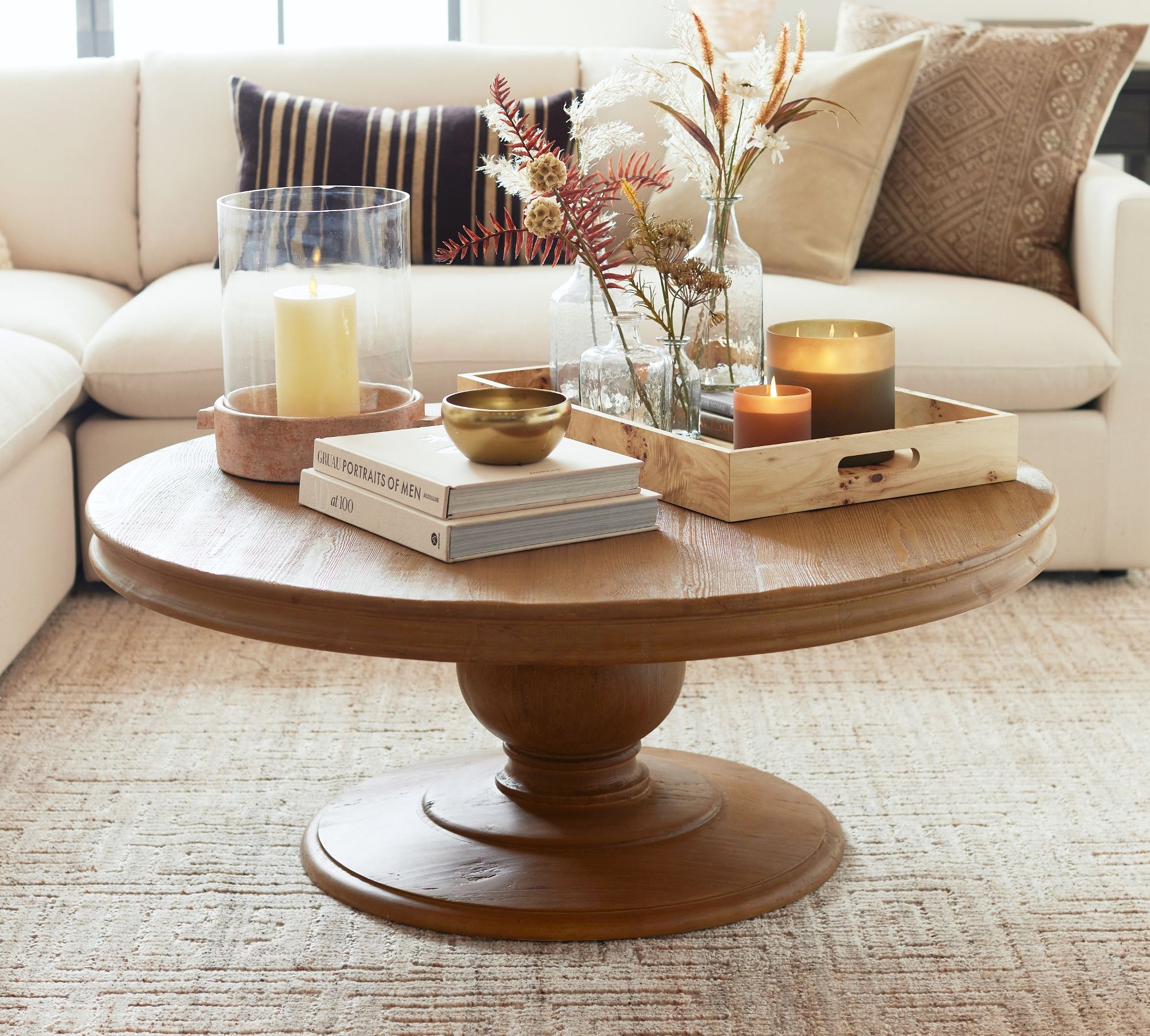 Heritage Farmhouse Reclaimed Wood Round Coffee Table (44")