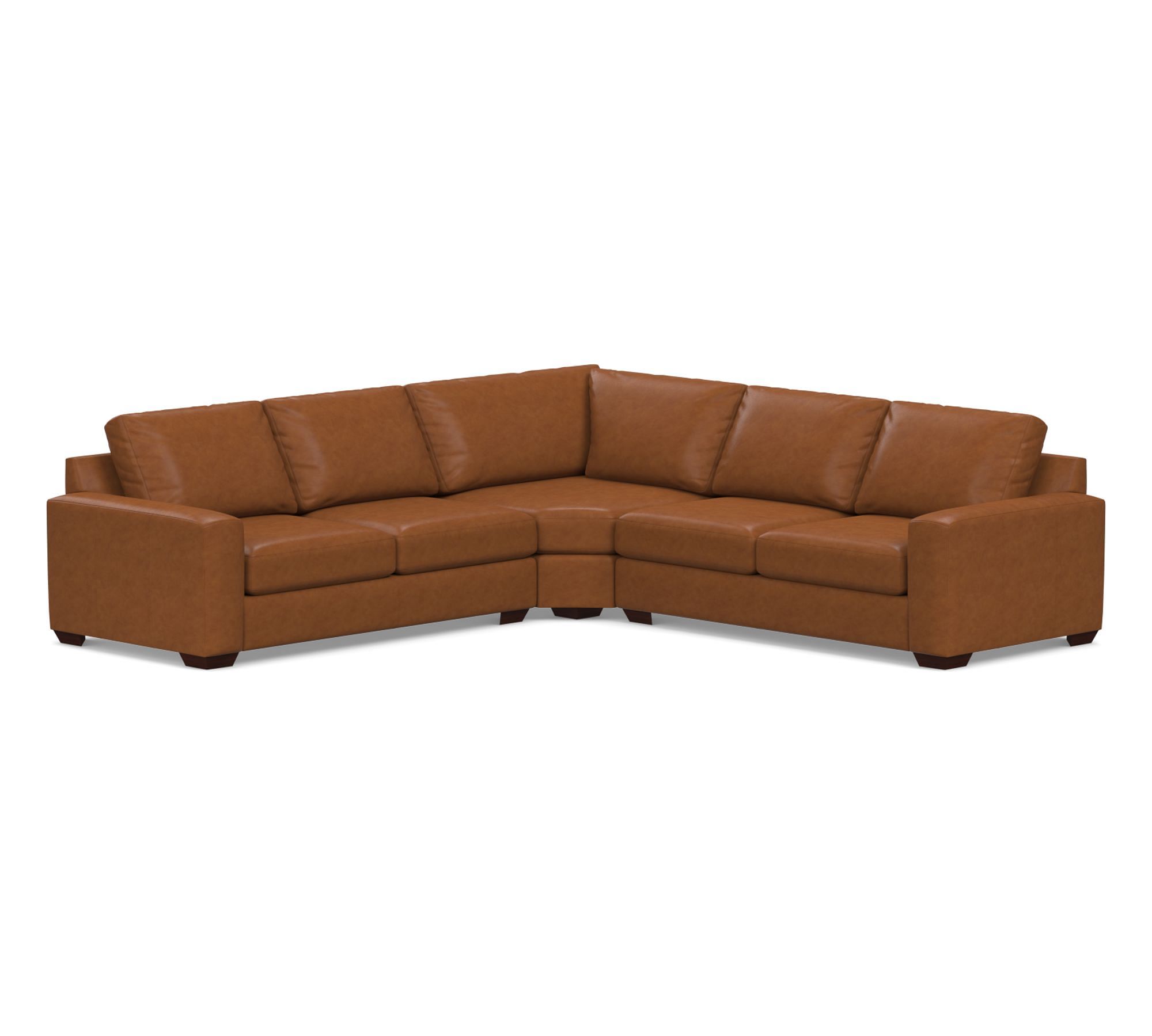 Big Sur Square Arm Leather 3-Piece L-Shaped Wedge Sectional (123")