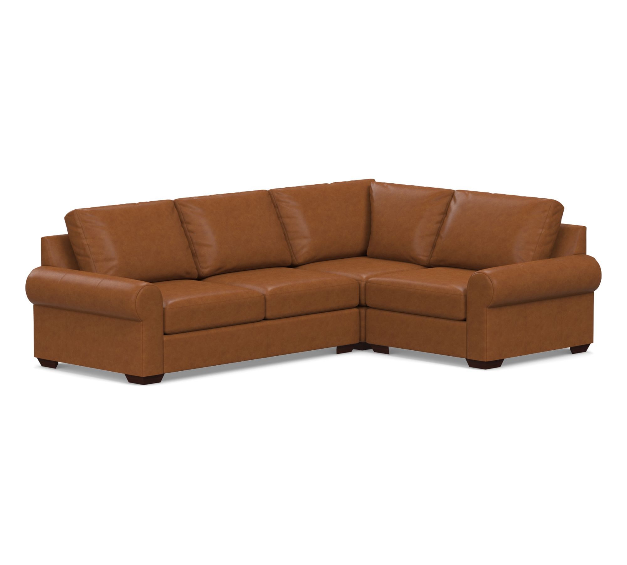 Big Sur Roll Arm Leather 3-Piece Sectional (115")