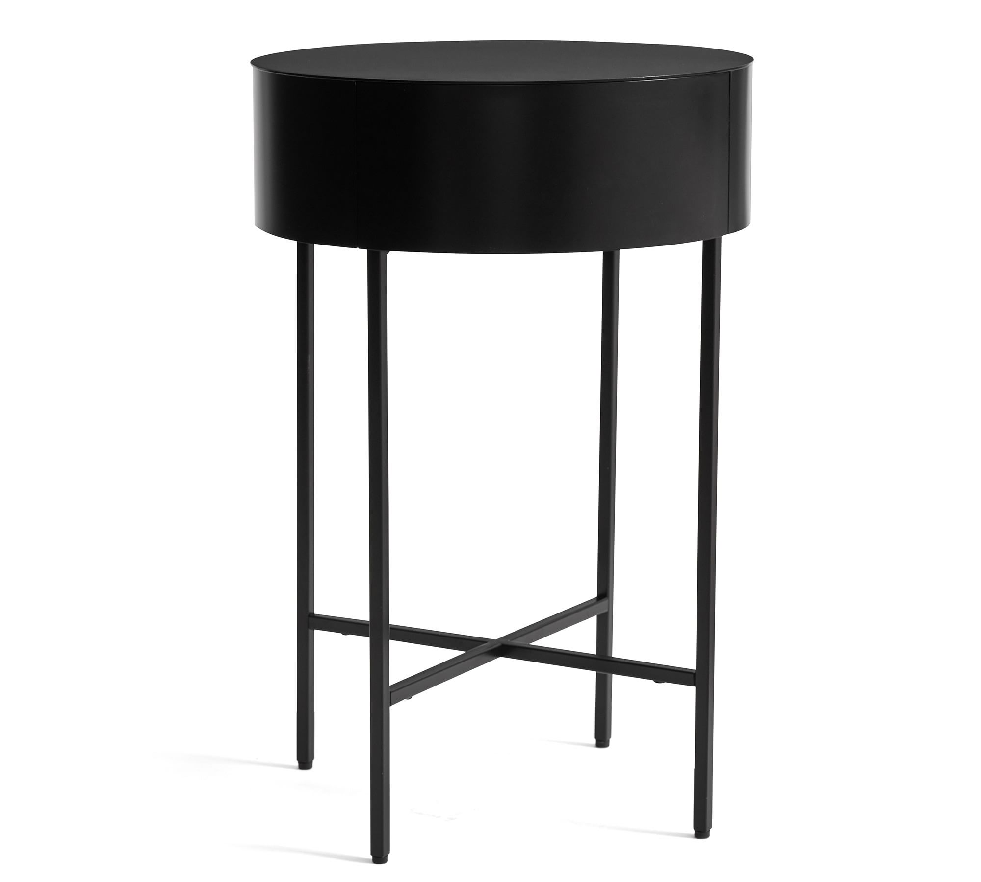 Jean Round Metal Nightstand (16")