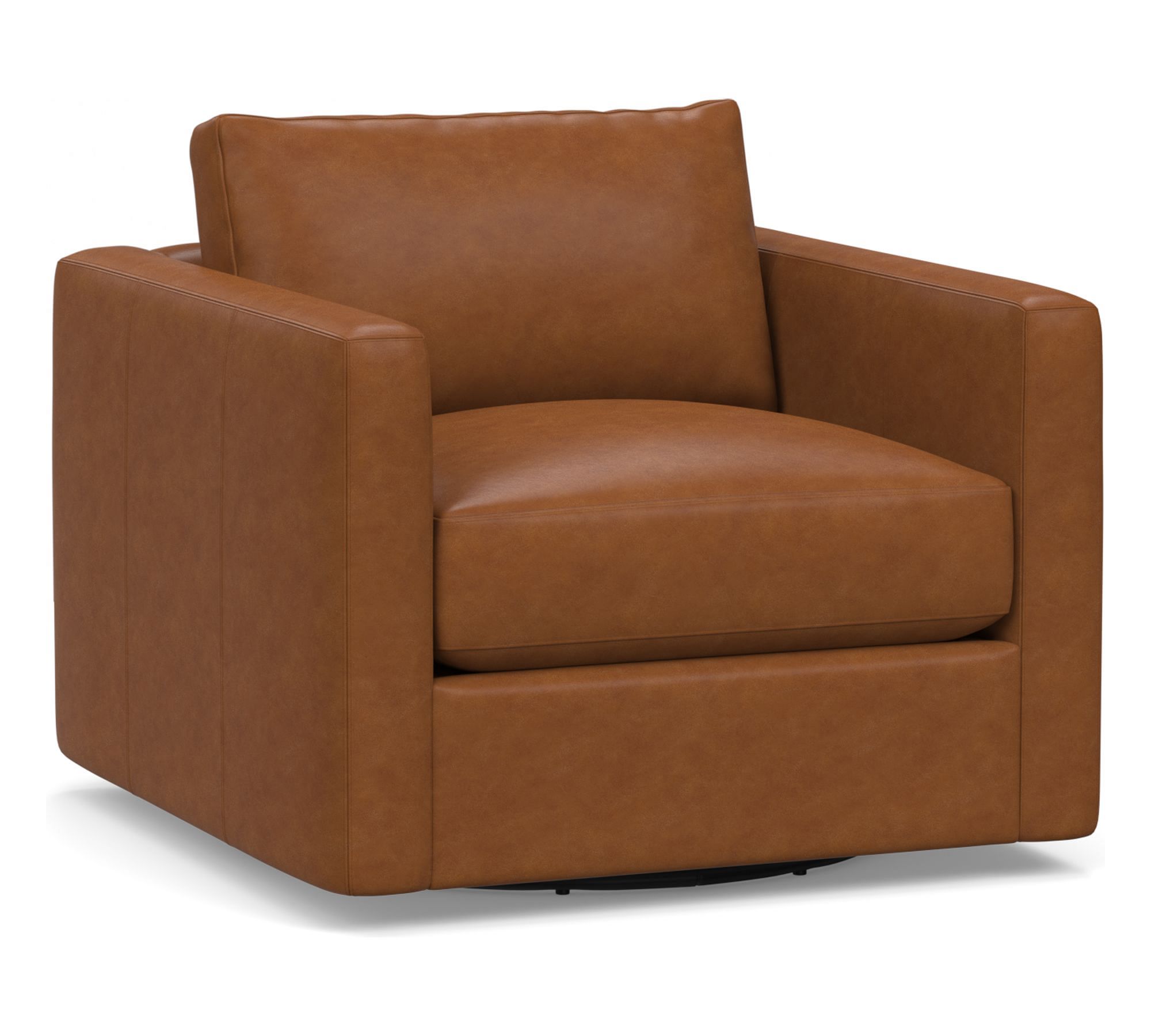 Carmel Slim Arm Leather Swivel Chair