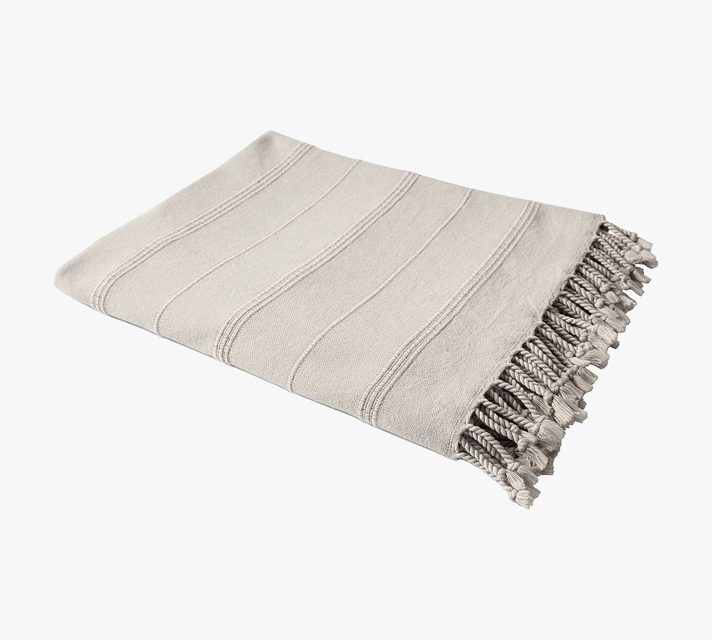 Turkish Cotton Striped Tassel Throw Blanket