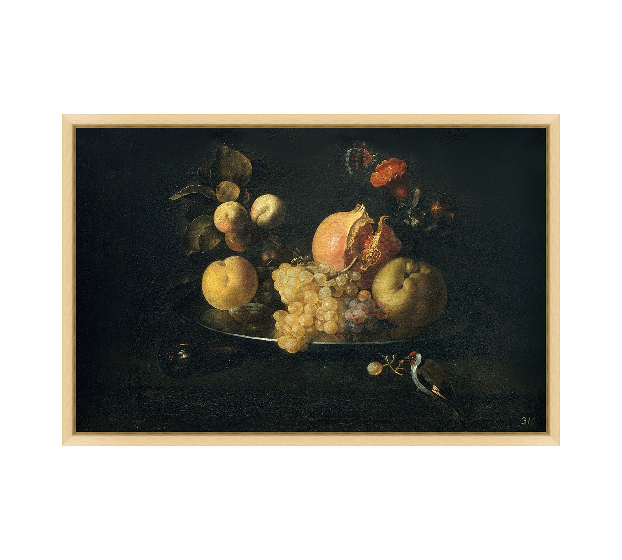 Still Life With Fruit And Goldfinch Canvas Wall Art
