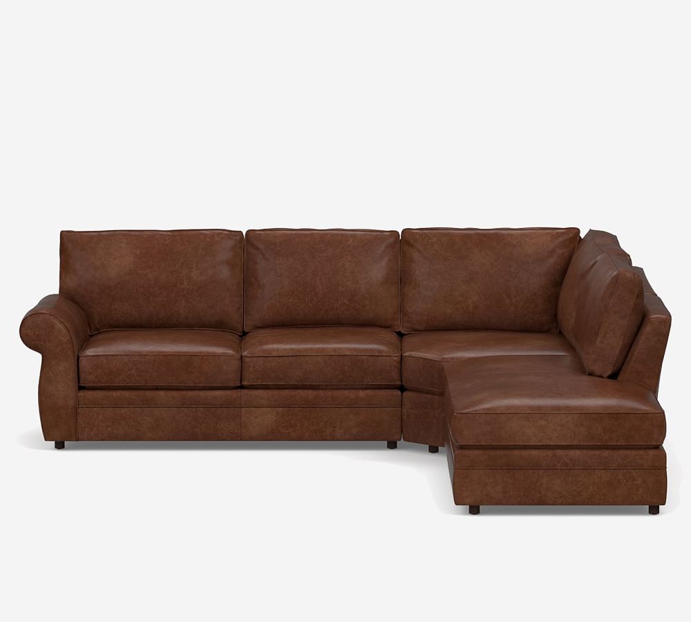 Pearce Roll Arm Leather 3-Piece Bumper Sectional (125&quot;)
