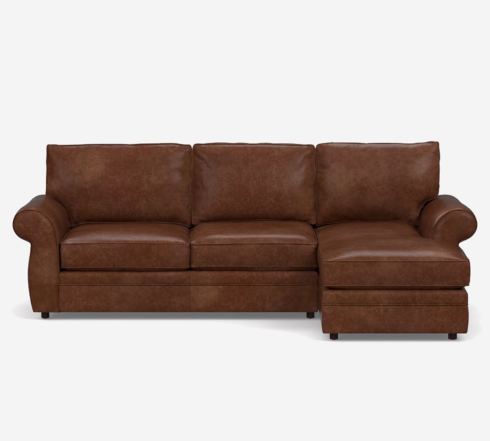 Pearce Roll Arm Leather Chaise Sectional (114