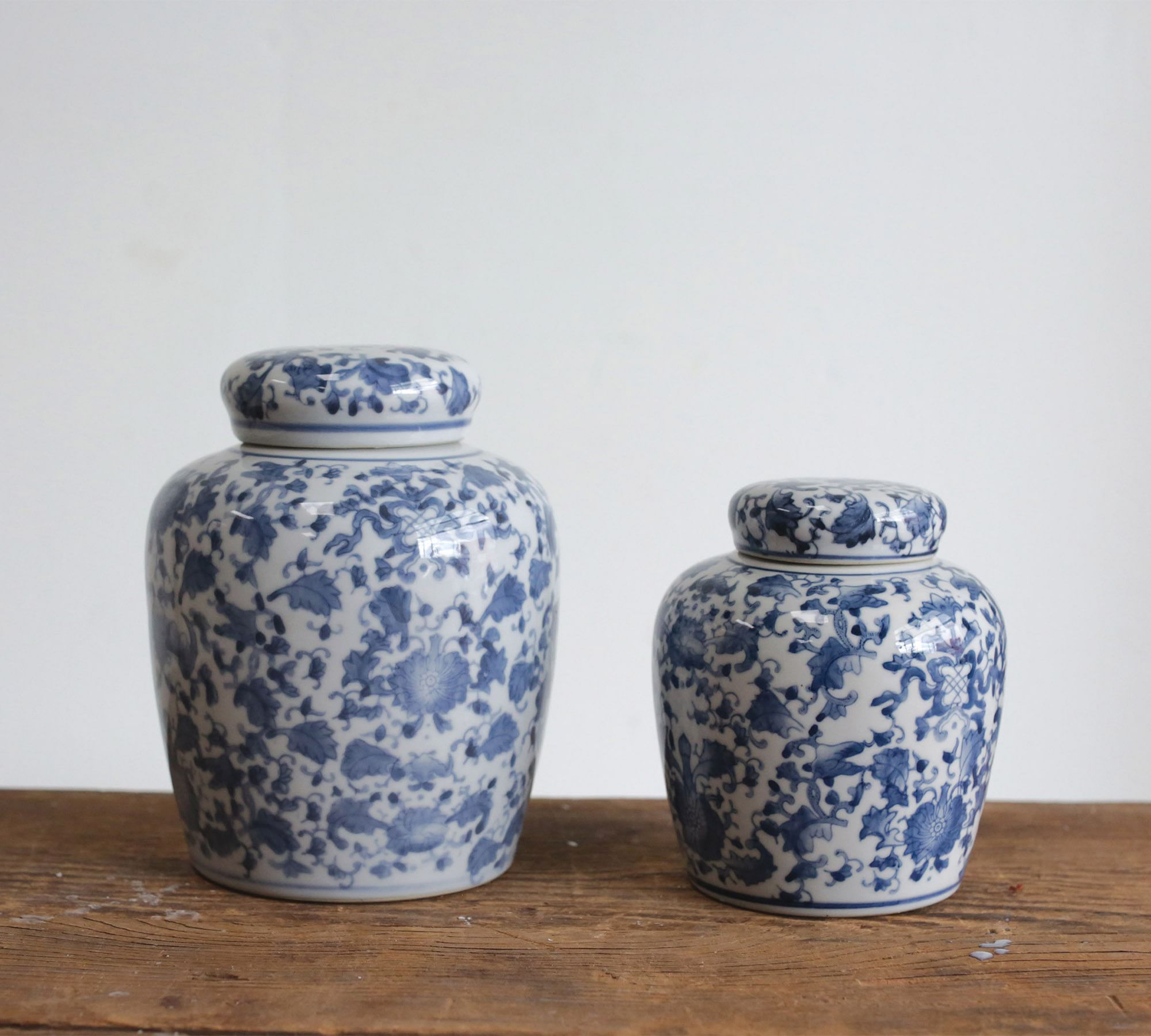 Ceramic Blue & White Jar With Lid