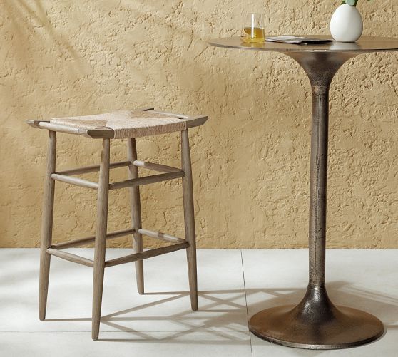 Pippa Wicker Outdoor Stool | Pottery Barn