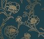 Peonies Peacock Blue/Gold Removable Wallpaper