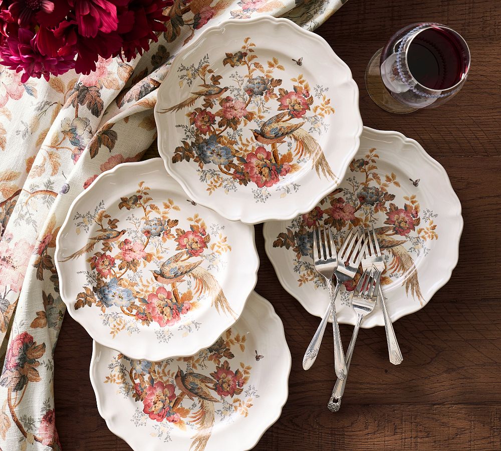 Piper Floral Bird Salad Plates - Set of 4 | Pottery Barn