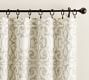 Margot Scroll Print Rod Pocket Linen Cotton Blackout Curtain