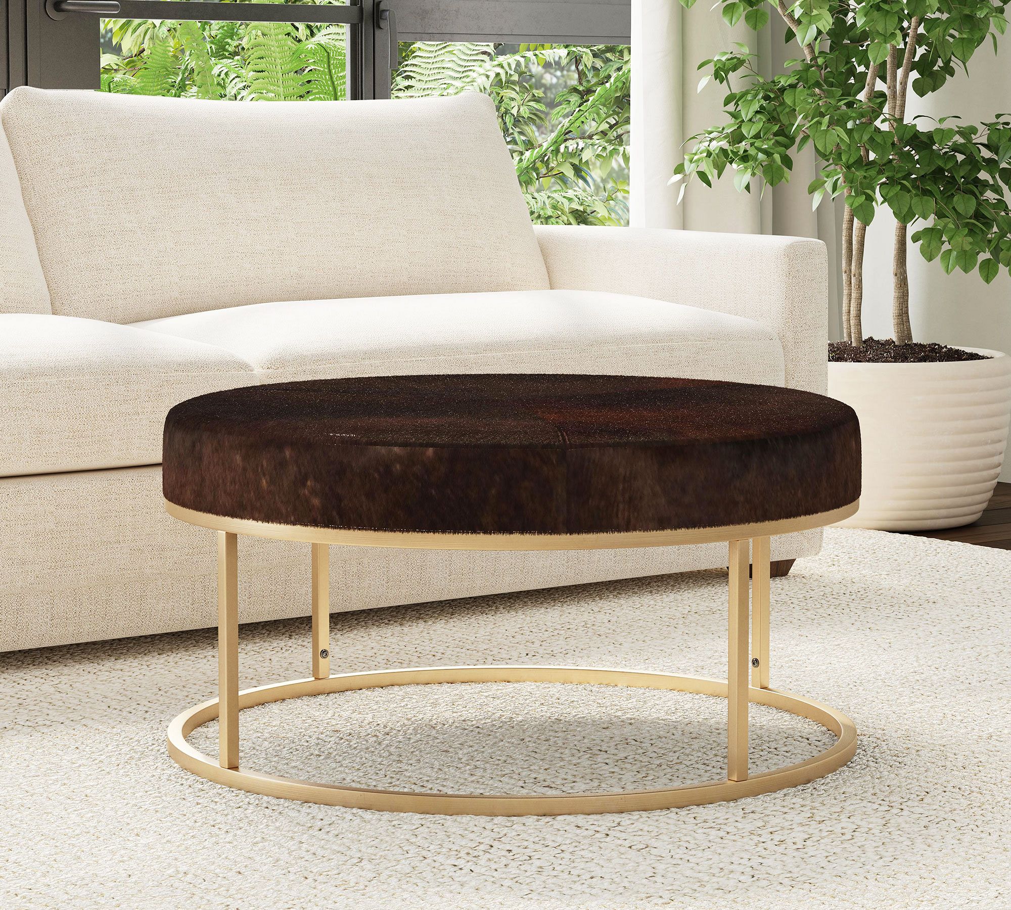 Alameda Round Hair On Hide Coffee Table (36")