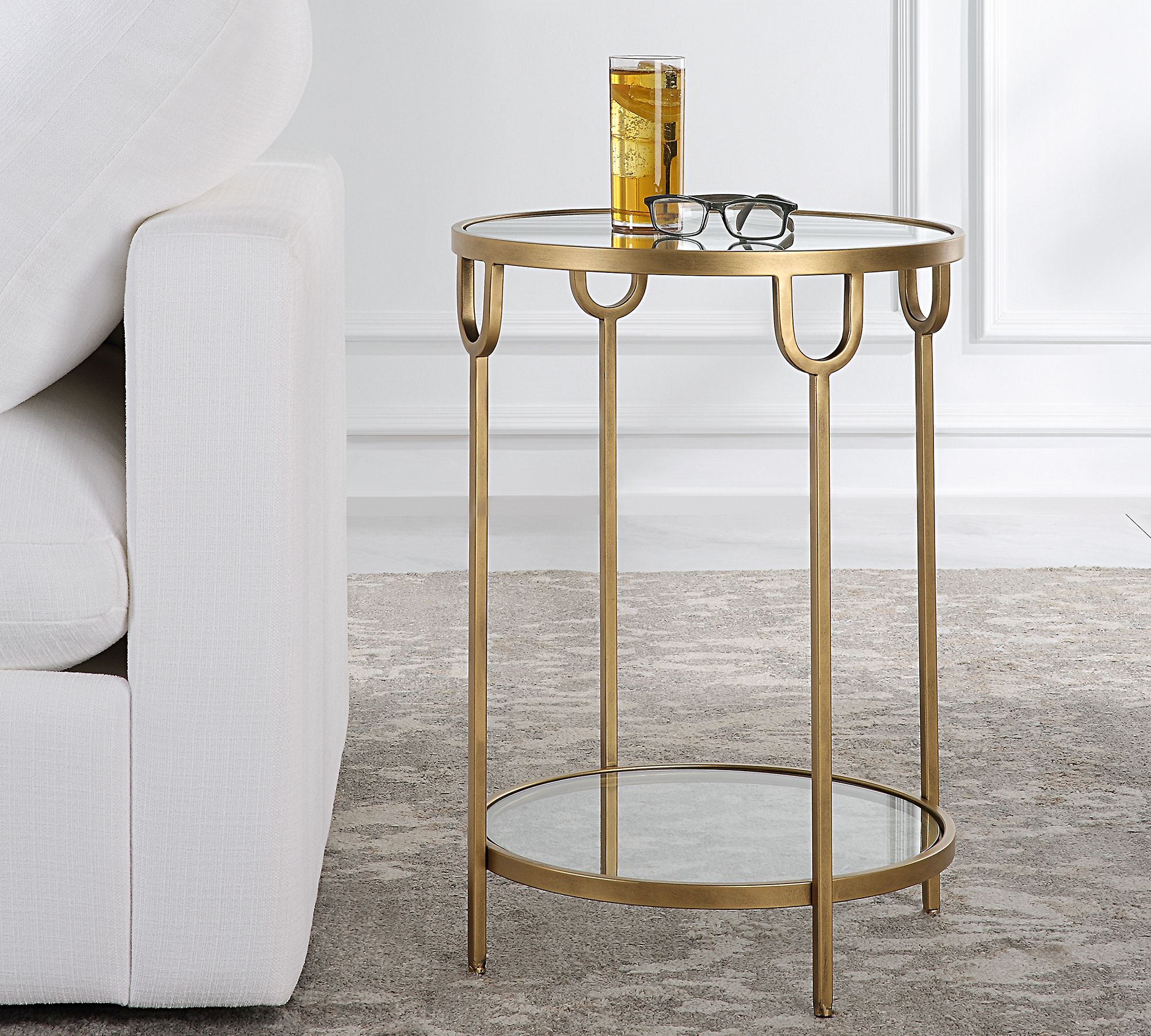 Ellodie Round Glass Accent Table (17")