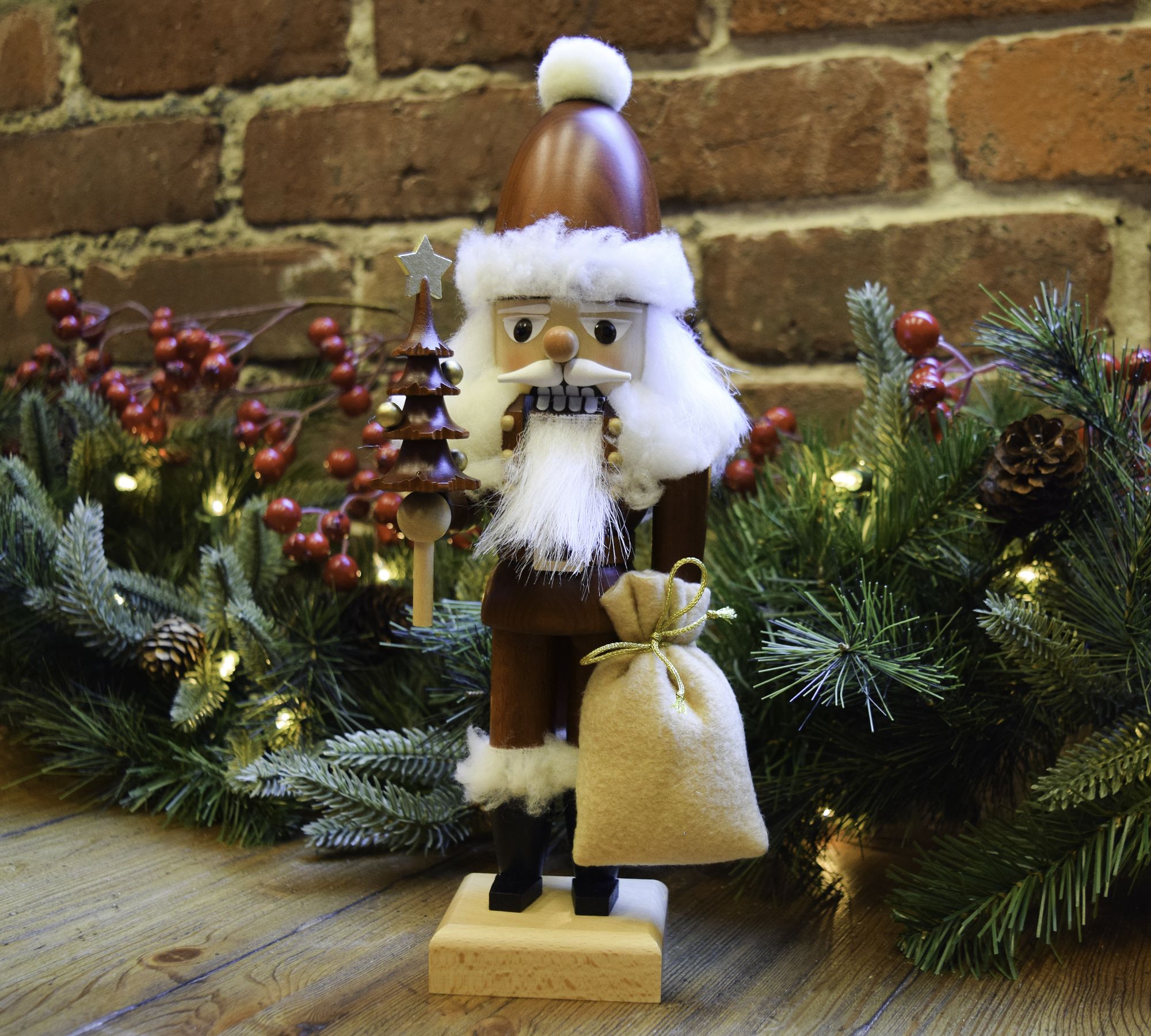 Traditional Santa Claus Nutcracker With Toy Bag